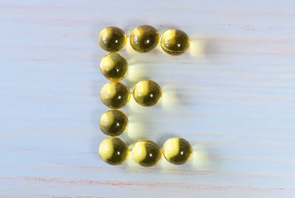 Capsules Avec Vitamine Fond Bois — Photo