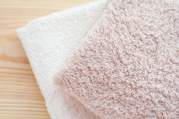 Cotton Towels Wooden Bacground — Stock Photo, Image