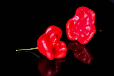 Bir gül şeklinde taze kırmızı biber 