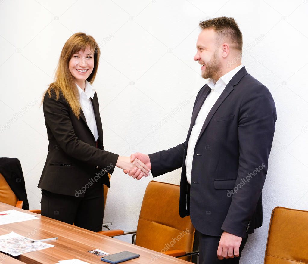 A positive meeting business partners