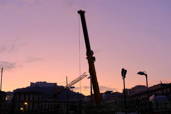 Construction crane on a background of the night city