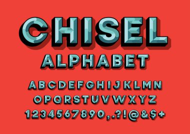 Chisel Alphabet Vector Font clipart