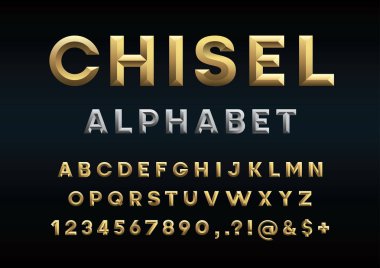 Chisel Alphabet Vector Font clipart