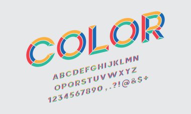 renkli keski tarzı alfabe tasarım