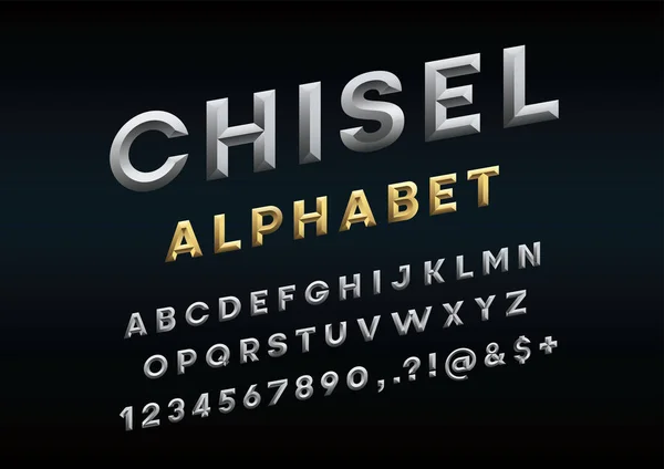 Chisel Alphabet Vector Font — Stock Vector
