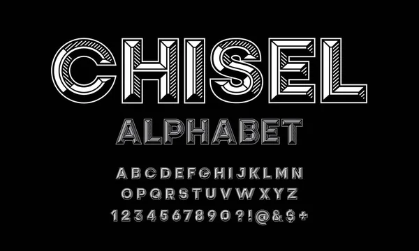 Chisel Style Alphabet Design — Stock Vector