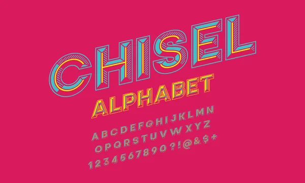 Colorful Chisel Style Alphabet Design — Stock Vector