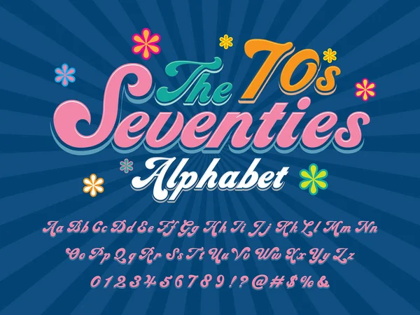 Ein Grooviges Alphabet Design Hippie Stil — Stockvektor