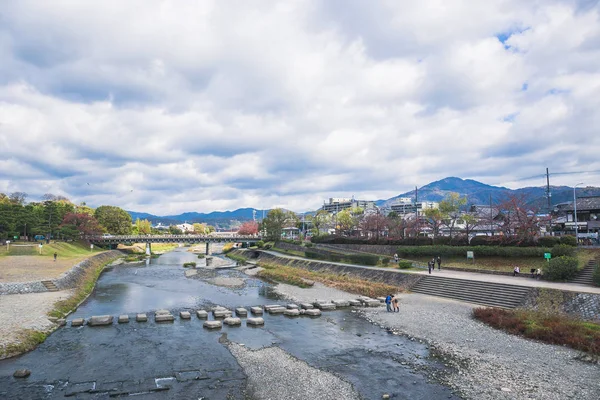 Kamogawa Som Översätts Till Duck River Går Hela Kyoto Prefektur — Stockfoto