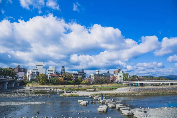 Kamogawa Který Překládá Řece Kachna Běží Celé Prefektuře Kjóto Dlouhý — Stock fotografie