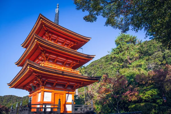 Kyoto Japão Novembro 2018 Belo Pagode Vermelho Templo Kiyomizu Dera — Fotografia de Stock
