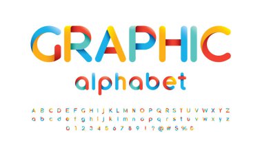 Renkli biçimlendirilmiş modern alfabe tasarımı