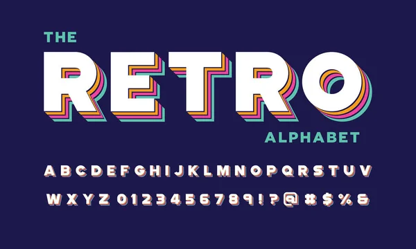 Design Alphabet Stylisé Coloré Rétro — Image vectorielle