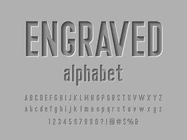 Büyük ve küçük harf ile oyulmuş alfabe tasarım