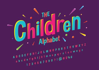 Renkli stilize yazı tipi ve alfabe