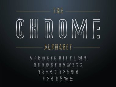 Büyük harf tasarımıyla modern soyut alfabe ve numaralar