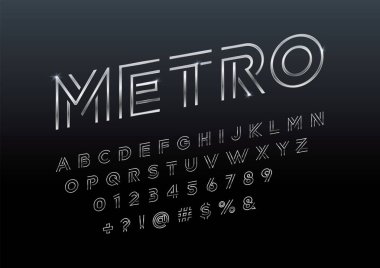 Büyük harf tasarımıyla modern soyut alfabe ve numaralar