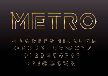 Büyük harf tasarımıyla modern soyut alfabe ve numaralar