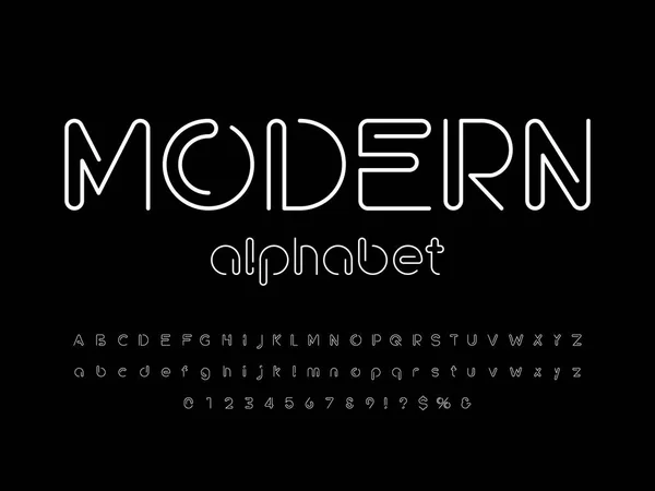 Modernes Abstraktes Alphabet Design Mit Großbuchstaben Kleinbuchstaben Und Zahlen — Stockvektor