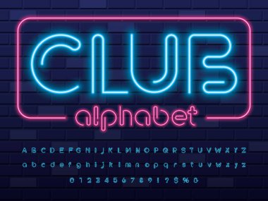 Neon ışık alfabe tasarım parlayan