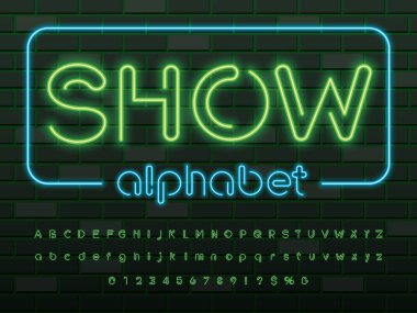 Neon ışık alfabe tasarım parlayan
