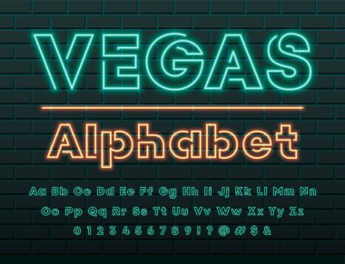 Neon ışık alfabe tasarım parlayan