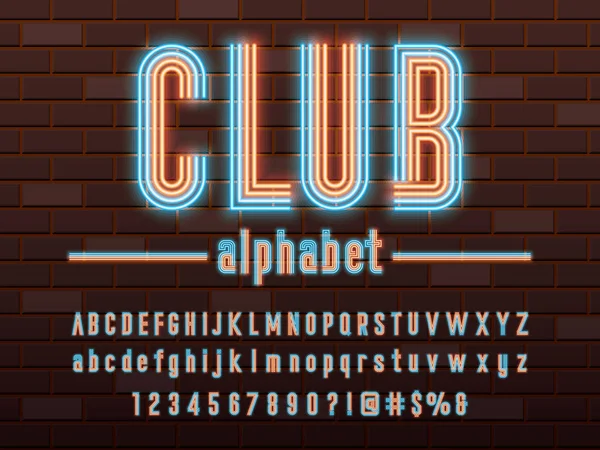 Glowing Neon Light Alphabet Design — Stock Vector