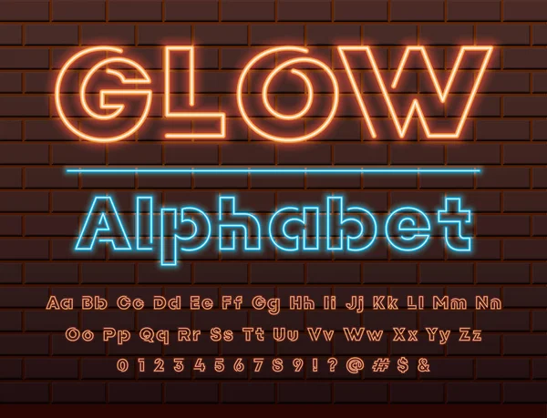Leuchtendes Neonlicht Alphabet Design — Stockvektor