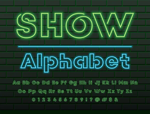 Leuchtendes Neonlicht Alphabet Design — Stockvektor