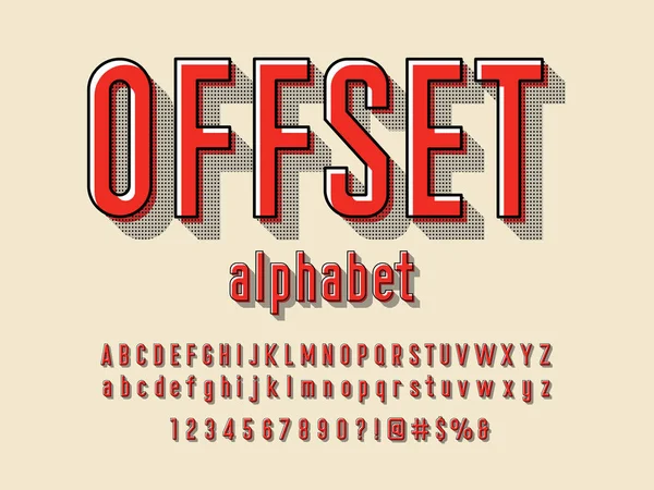 Offsetdruckstil Alphabet Design — Stockvektor