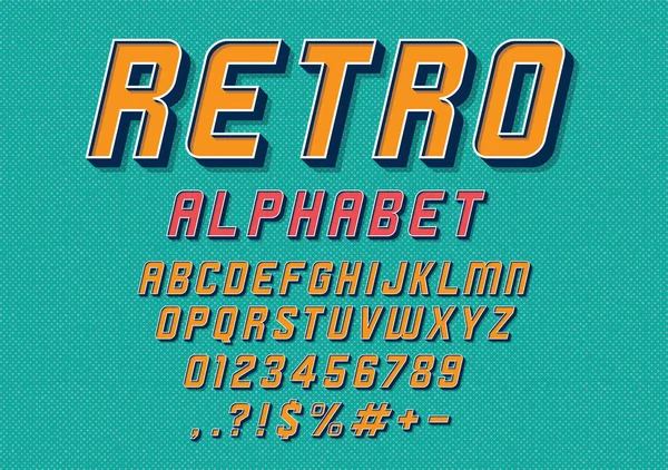 Vecteur Police Alphabet Rétro — Image vectorielle