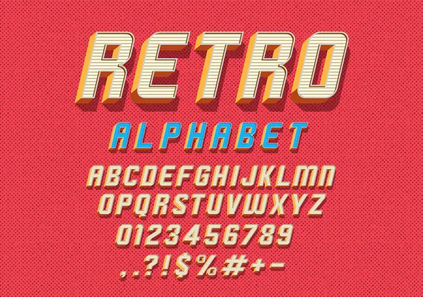 Vecteur Police Alphabet Rétro — Image vectorielle