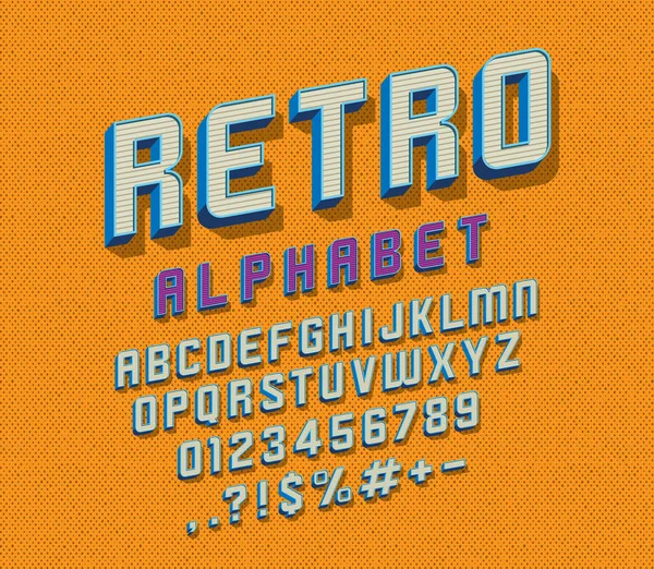 Vector Van Retro Lettertype Alfabet — Stockvector