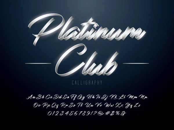 Zarif gümüş renkli metal krom alfabe tasarımı