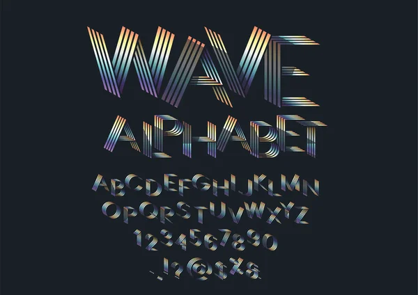 Wave Vector Font Alphabet Numbers Symbol — Stock Vector