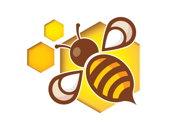 Honung Bee Ikon Design Med Honeycomb — Stock vektor
