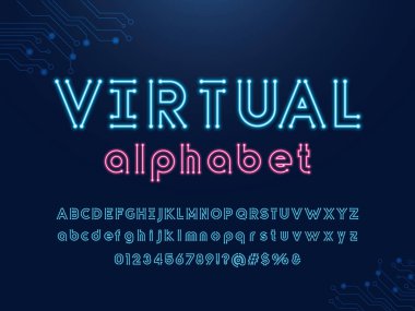 Vektör devre kartı yazı tipi ve alfabe tasarımı