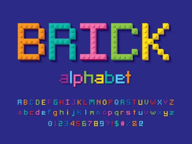 Renkli bloklardan yapılmış vektör alfabesi tasarımı.