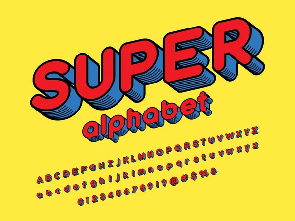 Superhjälte Comic Style Vector Font — Stock vektor