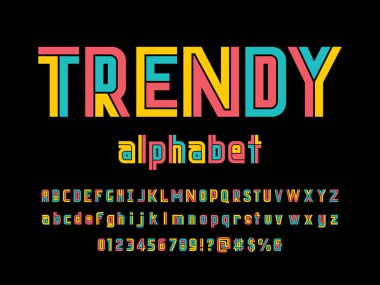Vector of stylized modern alphabet design clipart