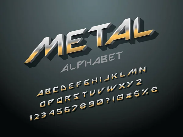 Vektor Des Modernen Metallischen Alphabet Designs — Stockvektor