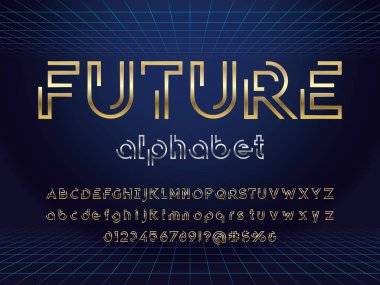 Soyut arka planile fütüristik ekran alfabesi tasarımı