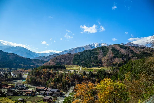 Širakawa Horské Městečko Kde Nachází Horských Lesů Krajinná Krajina Krásná — Stock fotografie