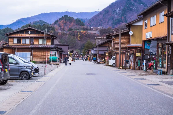 Shirakawa Japón Noviembre 2018 Turistas Caminando Por Calle Principal Shirakawa — Foto de Stock