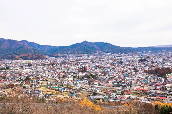 Höst Scenen Fujiyoshida Stad Från Arakurayama Sengen Park Yamanashi Japan — Stockfoto