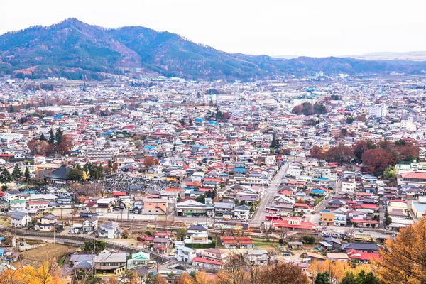 Höst Scenen Fujiyoshida Stad Från Arakurayama Sengen Park Yamanashi Japan — Stockfoto