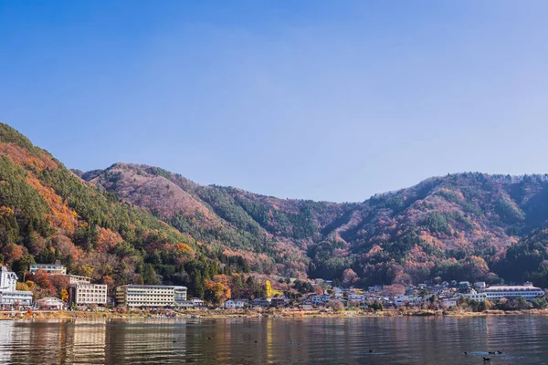 Många Populära Resort Och Lakeside Hotell Runt Sjön Kawaguchi — Stockfoto