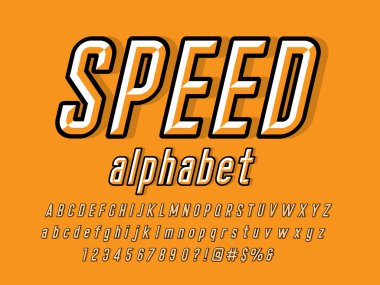 Büyük harf, küçük harf, sayı ve sembollü keski biçimi alfabe tasarımı