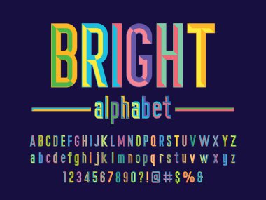 Büyük harf, küçük harf, sayı ve sembollü keski biçimi alfabe tasarımı