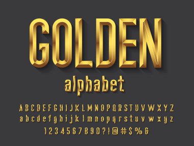 Büyük harf, küçük harf, sayı ve sembollü keski biçimi alfabe tasarımı